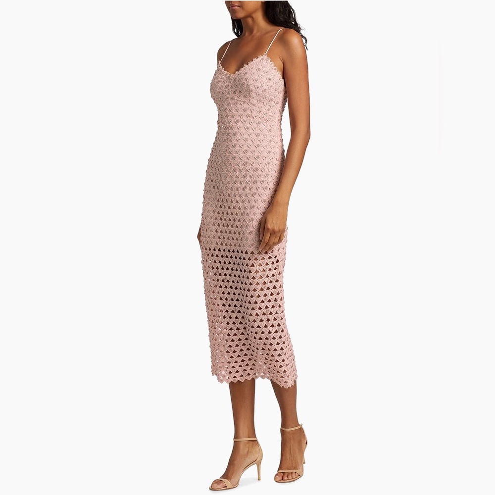 LoveShackFancy Embellished Crocheted Cotton Midi-Dress size 2 - Picture 3 of 15